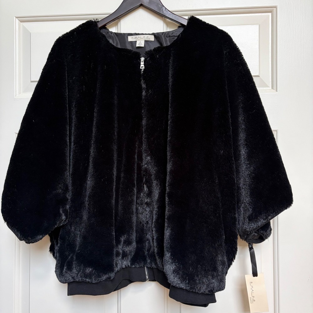 Emaline Woman Black Faux Fur Zip Front Bomber Jacket Plus Size 2X Vancouver 2015